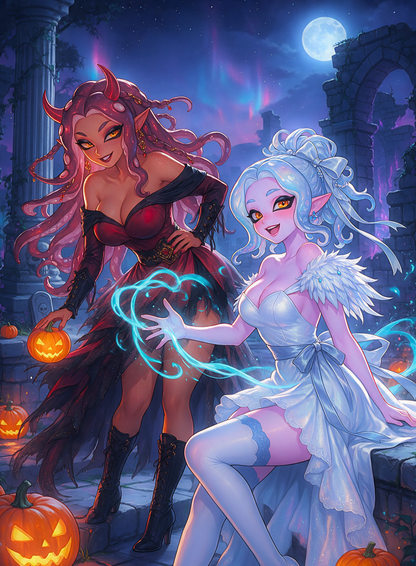 Gargantos, the Endbringer SFW Full art #191: horned and spectral fantasy figures in a Halloween scene, without a rules-text overlay.