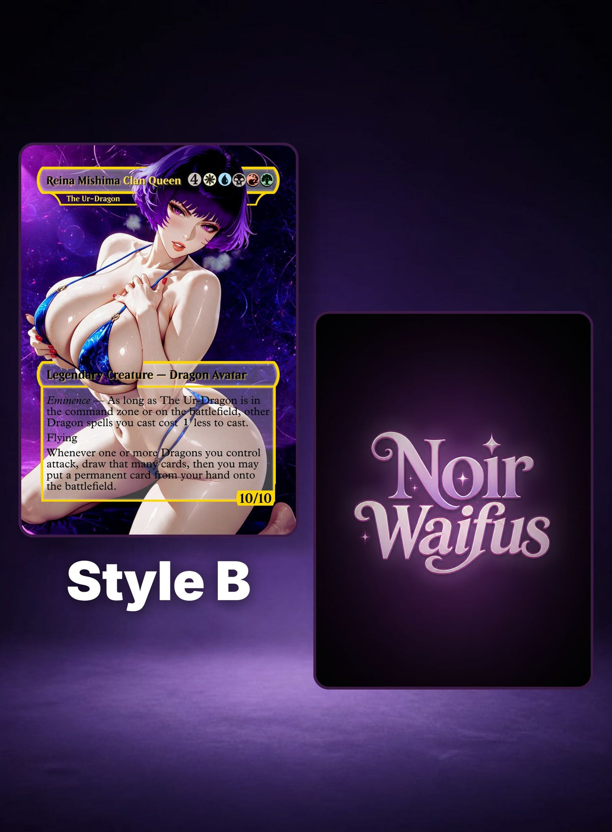 The Ur-Dragon #114, Style B card preview displayed beside the NoirWaifus card back.