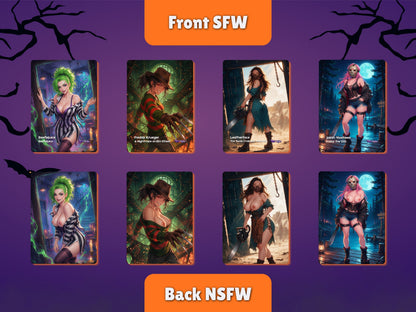 Genderbend Killers gallery preview 1: four horror costume designs with SFW fronts above and NSFW backs below.