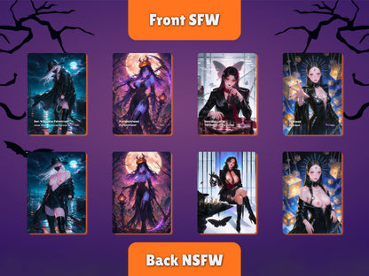 Genderbend Killers gallery preview 5: four horror card designs with gothic costumes and eerie settings.