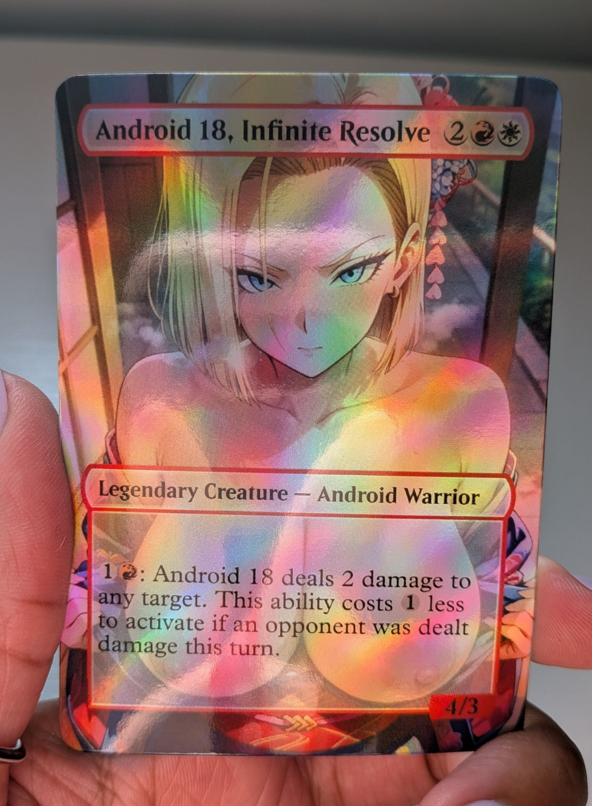 Real foil Android 18, Infinite Resolve card