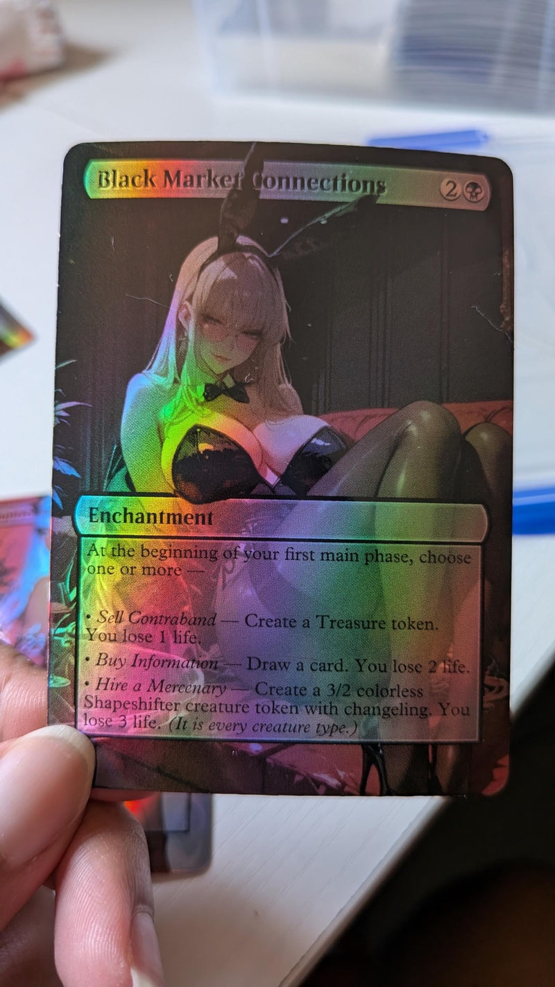 Real photo of the Black Market Connections SFW physical proxy card