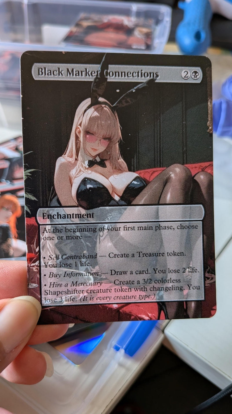 Real photo of the Black Market Connections SFW physical proxy card