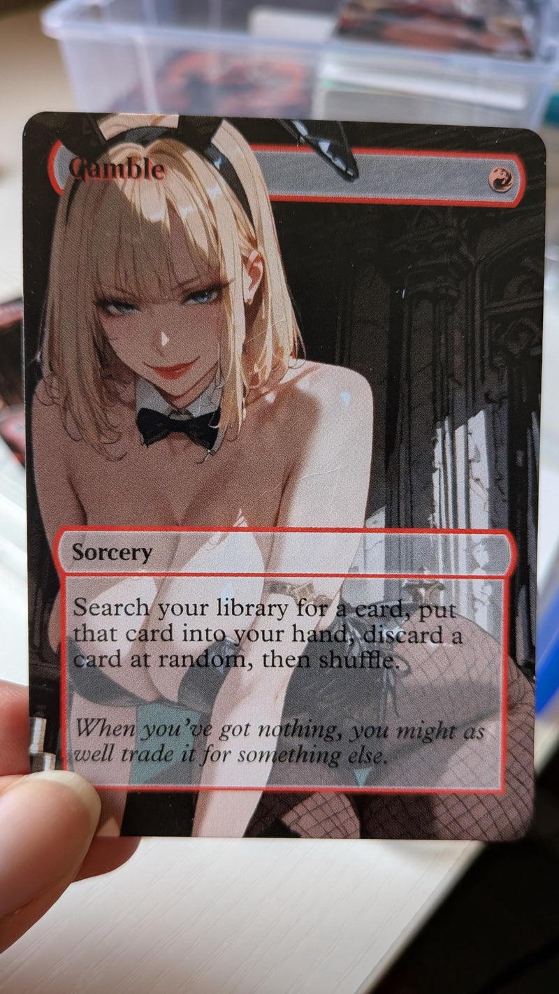 Real photo of the Gamble SFW physical proxy card
