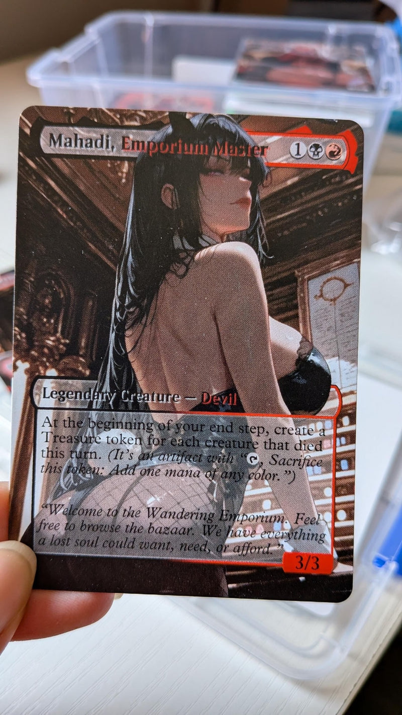 Real photo of the Mahadi, Emporium Master SFW physical proxy card