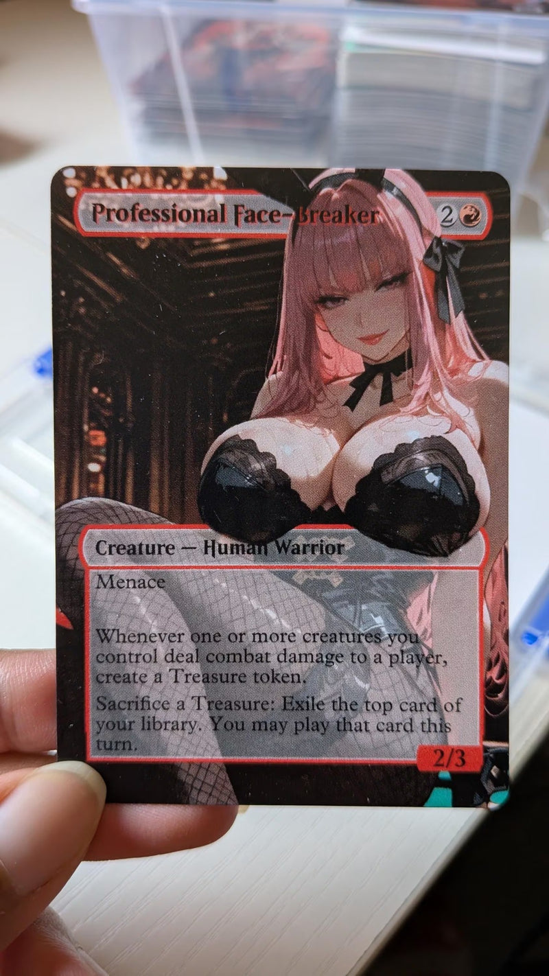 Real photo of the Professional Face-Breaker SFW physical proxy card
