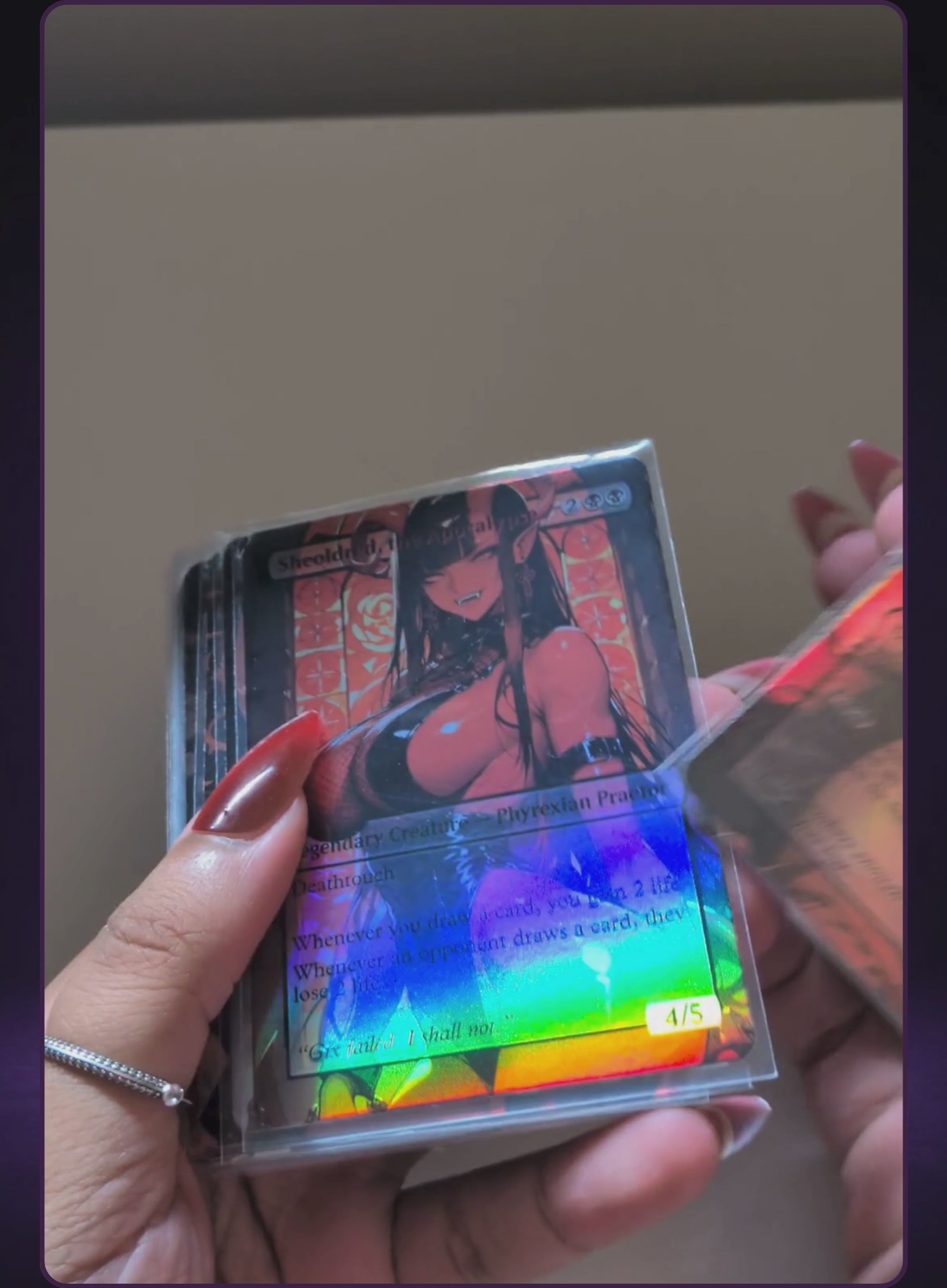 Real NoirWaifus card finish demonstration